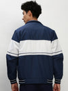 Men Blue Colourblock Casual Bomber Jackets-LBR-102-Blue