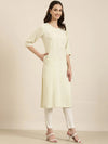 Women Cream Solid Straight Kurta-NJ-3622212-Cream