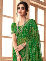 Saree Mall Women's Chiffon Green Embellished Designer Saree With Blouse Piece-SIMYA25803A