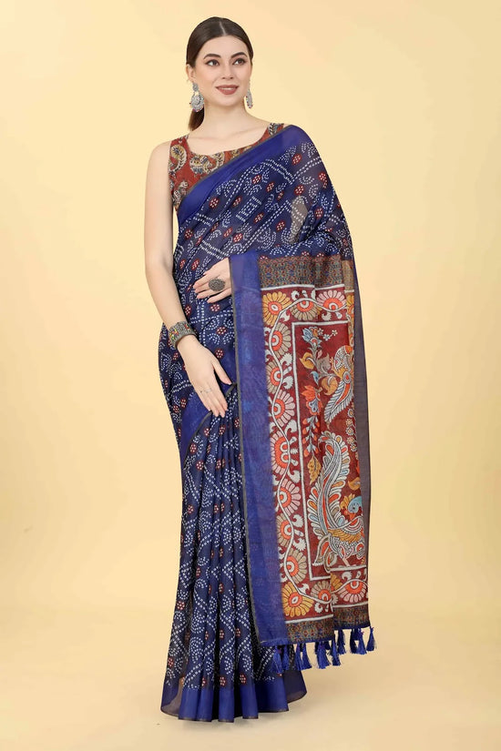 Floral Dreamscape Drape Saree-SZ-INDIGO-1409