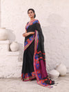 Black Pure Cotton Soft Saree With Nakshi Border-MA54CT33440062