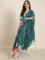 Women Anarkali Teal Floral Kurta Comes with Dupatta-TF-126-Teal