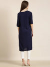 Women Navy Blue Solid Straight Kurta-NJ-3612218-Navyblue