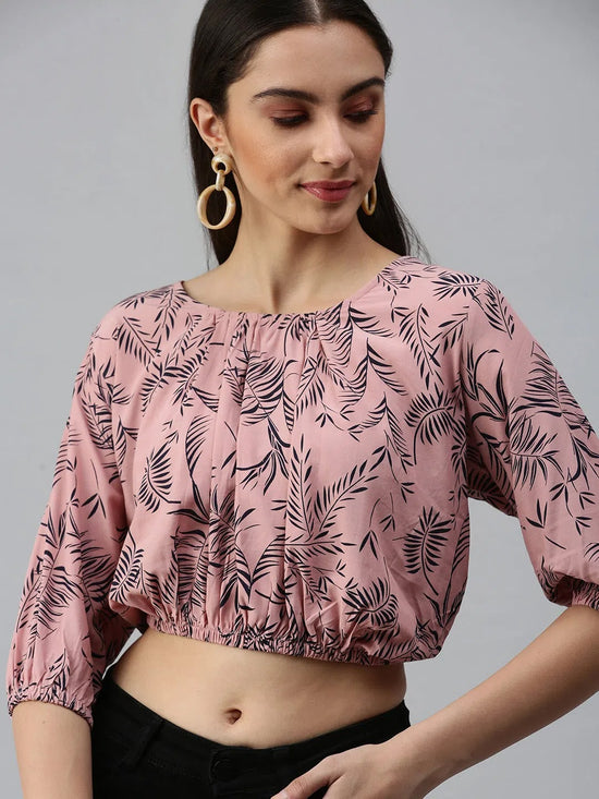 Women Mauve Printed Crop Corset Top-AE-10211-Mauve