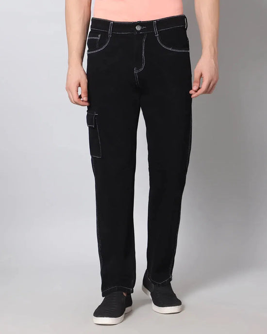 Retro Denim Jeans with 5 pockets-Black