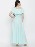 Smocking on waist maxi dress in Sky Blue