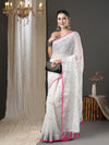 Saree Mall Women's Cotton  White Embroidered Designer Saree With Blouse Piece-10KAVI1002