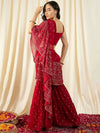 Crop Top with Sharara and frill Dupatta in Maroon Color