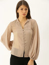 Extra Balloon sleeve Blouse in Taupe