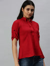 Women's Red Solid Shirt-AE-10232-Red