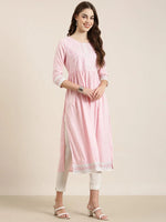 Women Pink Solid Anarkali Kurta-GW-3837-Pink