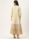 Women's Beige Printed Anarkali Kurtas-AT-A003-LG-Offwhite