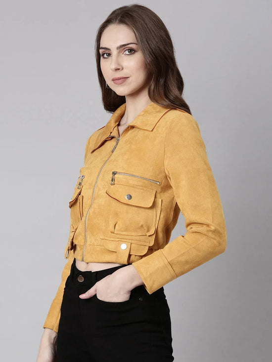 Women Mustard Solid Tailored Jacket-CHN-973-Mustard