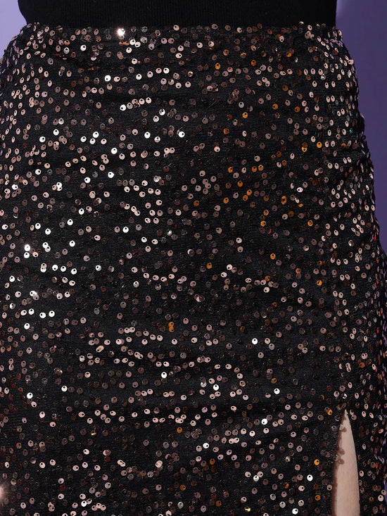 Golden Sequin Party Skirt