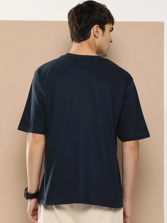 Difference of Opinion Navy Blue Graphic Oversized T-Shirt-DOOVR228NVY-S