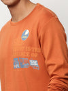 Men Orange Graphics Casual Sweatshirts-STCW-PW-432-Orange