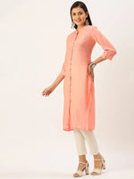 Women's Peach Solid Straight Kurta-DF-1196-Peach