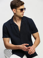 Men Navy Solid Shirt-AANYA-1684-Navyblue