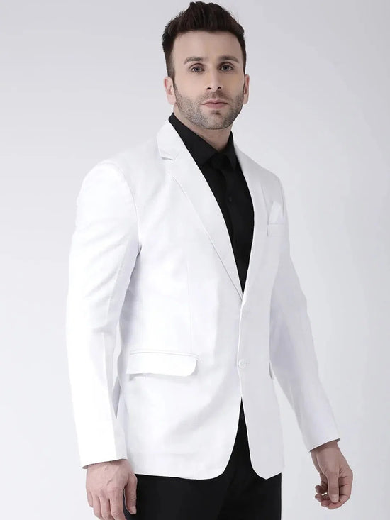 Hangup Men Standard Solid Men Formalwear-2Button_White_Blazer