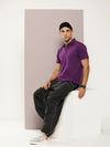 Dillinger Purple Solid Regular Snap Polo T-shirt