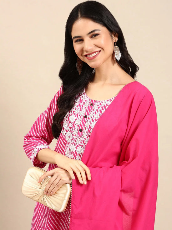 Women's Pink Tie Dye Kurta Set-GW-216-Pink