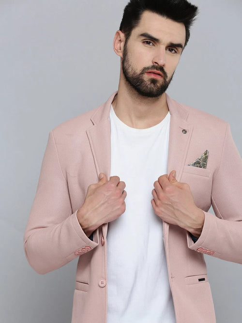 Men Pink Solid Blazer-AR-Z3-Pink