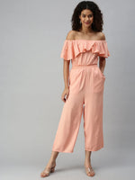 Women's Peach Solid Jumpsuit-AE-9927-Peach