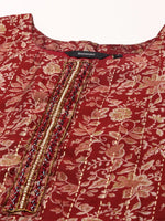 Women's Red Printed Kurta Set-SKC-3370A-Maroon