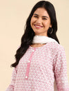 Women's Pink Embroidered Kurta Set-UB-2585-Pink