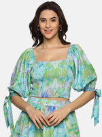 Floral Multicolor Smocking Crop Top-17321