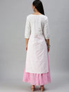 Women's White & Pink Printed Kurta Sets-JC05-White-Pink