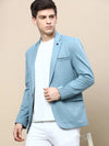 Men Blue Solid Casual Blazers-LBR-5500-Turquoiseblue