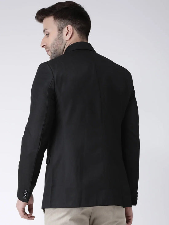 Hangup Men Standard Solid Men Formalwear-2Button_Black_Blazer