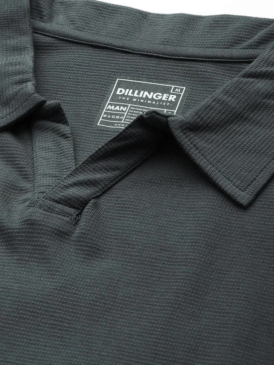 Dillinger Grey Solid Regular Polo T-shirt-DLPOL002DKG-S