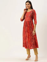 Women's Pink Printed A-Line Kurtas-GW-2661-Pink