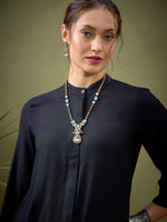 Women Black Embroidered Pocket Shirt With Palazzos