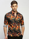 Men Black Printed Shirt-PRISM-1700-Black