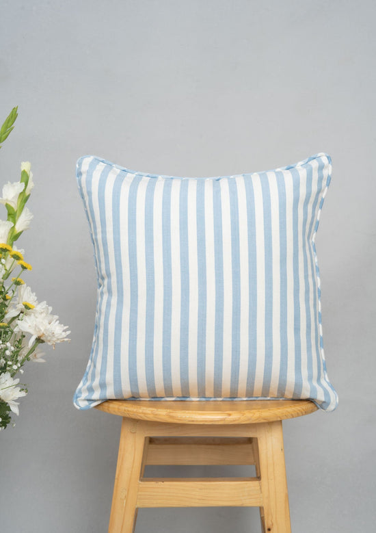 Powder Blue 100% cotton geometric cushion cover for sofa - Powder Blue-230584168