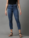 Women's Blue Solid Slim Fit Denim Jeans-GZ-5174-5-Blue