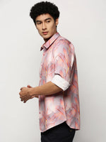 Men Grey Floral Shirt-PRISM-M204-1614-Grey