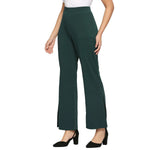 Smarty Pants Women's Polyester Lycra Slit Bell Bottom Bottle Green Formal Trouser