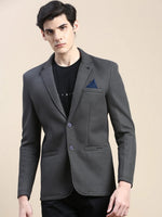 Men Grey Solid Casual Blazers-AR-39-Charcoal