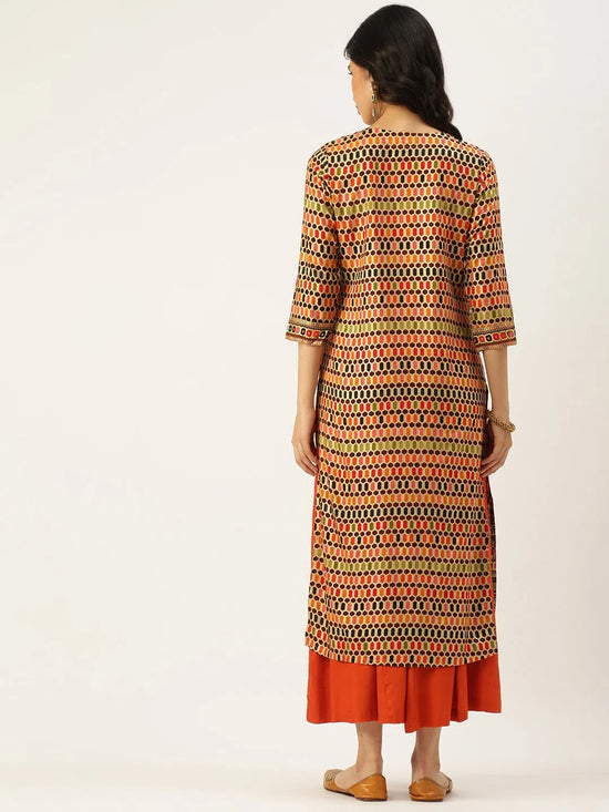 Women's Multicolour Printed Straight Kurtas-GW-1064A-Multi