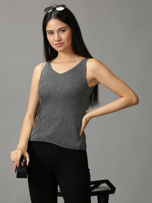 Women's Black Solid Top-BEC-22-Black