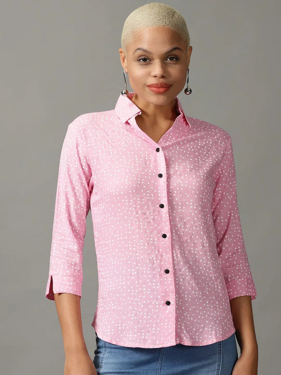 Women's Pink Printed Shirt-AE-333102-Pink