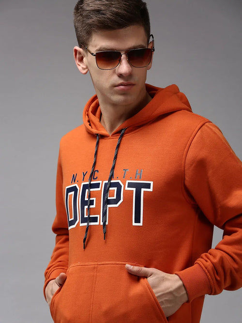 Men Orange Solid Sweatshirt-S-407-Orange