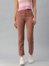 Women's Taupe Solid Straight Fit Denim Jeans-IM-9795-Taupe