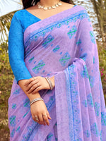 Saree Mall Women's Chiffon Lavendar Printed Designer Saree With Blouse Piece-STARCFN31201D