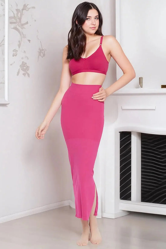 Clovia Saree Shapewear Petticoat with Side Slit in Pink