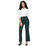 Smarty Pants Women's Ployester Lycra Bell Bottom Bottle Green Formal Trouser